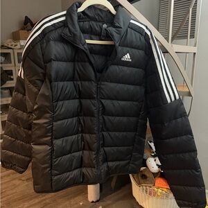 Adidas Black Quilted Jacket with White Logo